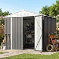 thumbnail image 3 of Homall 8 x 6 ft Outdoor Storage Shed, Durable Patio Metal Storage Shed with Floor Frame & Lockable Doors for Garden Backyard Lawn, Gray, 3 of 7