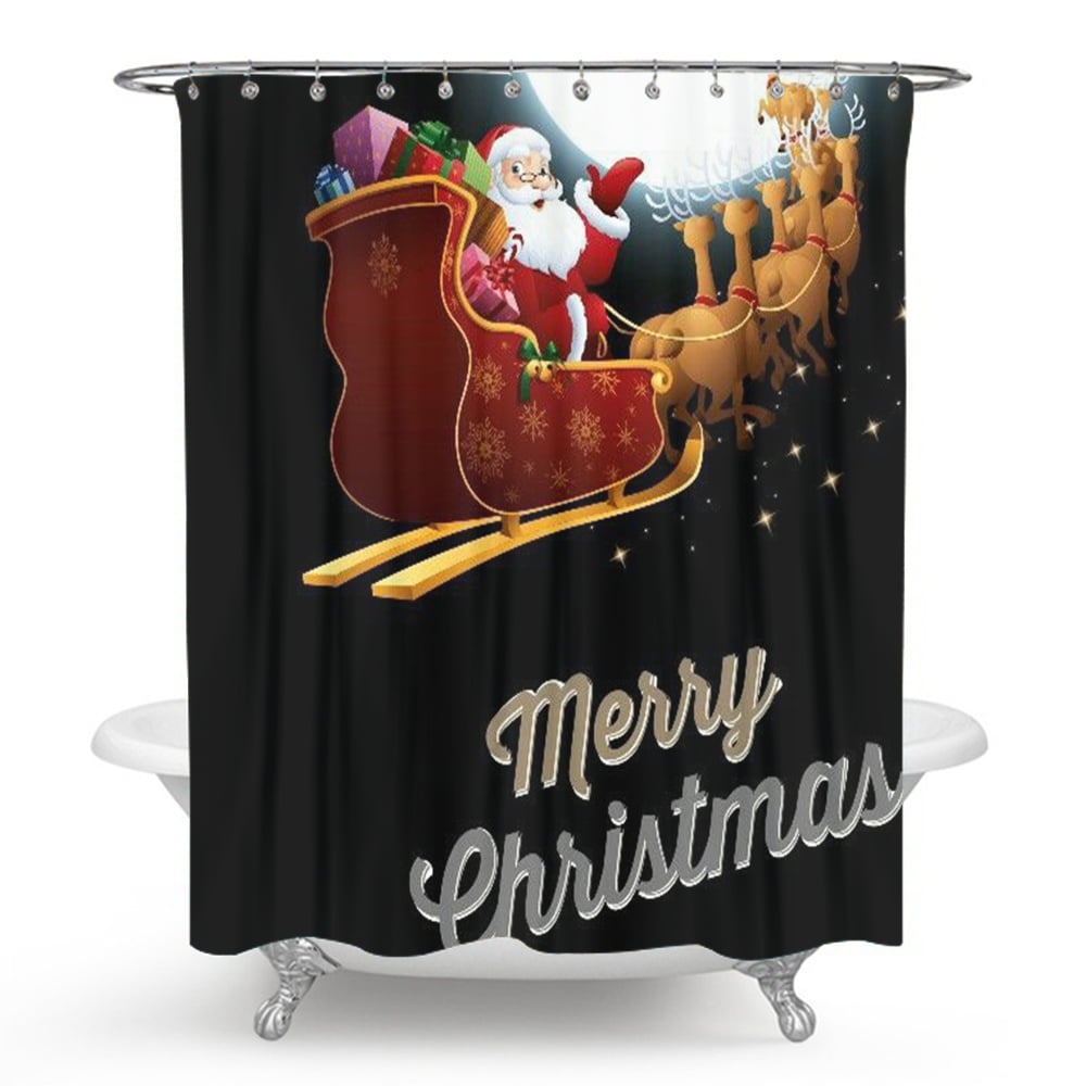 Christmas Shower Curtain Christmas Tree and Snowflake Fabric Shower Curtain, Winter Holiday Xmas