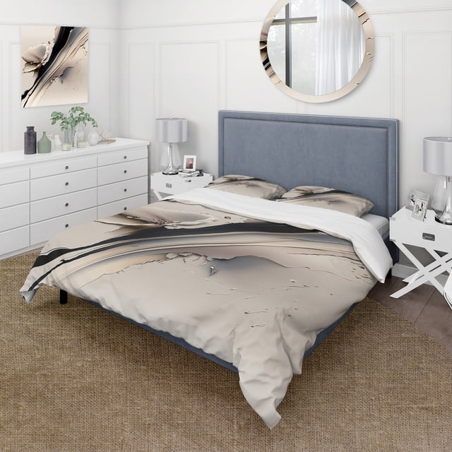 Designart « Méticuleusement Rendu Fleurs d'Orchidée Beige IV » Ensemble de Literie Floral Orchidée - Ensemble de Lit Floral Orchidée Beige avec 2 Taies