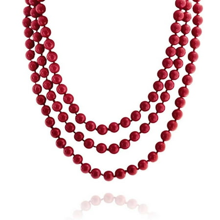 Bling Jewelry Cherry Red Shell Pearl Endless Strand Necklace 69 Inches