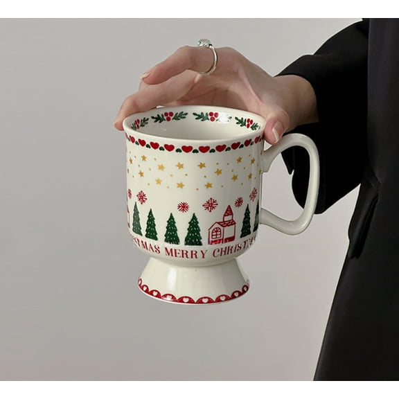 PINSAI Christmas Tree & Stars Festive Mug Ceramic Microwave & Dishwasher Safe Holiday Mugs for Coffee, Hot Chocolate Great Gift!