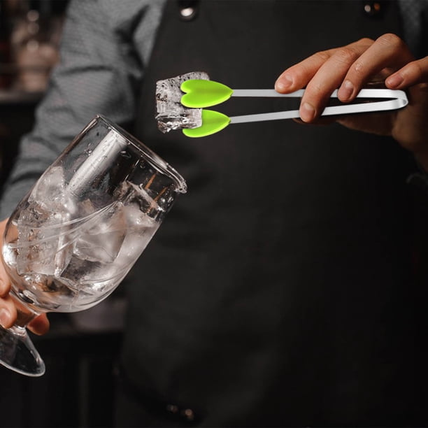 Pinzas de silicona de acero inoxidable para minicubitos de hielo, cubitos de café y alimentos.