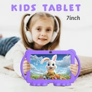 Bnegynng Kids Tablet, 7 Inch Android 12 Tablet for Kids, 4GB RAM, 32GB Storage Expandable to 1024GB, IPS Display, Dual Camera, Parental Control, Shockproof Silicone Case, Purple, Q8K