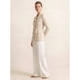 thumbnail image 4 of DARING DIVA Women's Blazer Notched Lapel Long Sleeve Belted Suit Jacket Small Apricot, 4 of 5