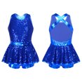 thumbnail image 3 of Traje de Ballet para niñas, vestido de tutú con leotardo de gimnasia con lentejuelas y cuello Halter, faldas de práctica de danza contemporánea, vestido de baile tutú de bailarina, 3 of 5