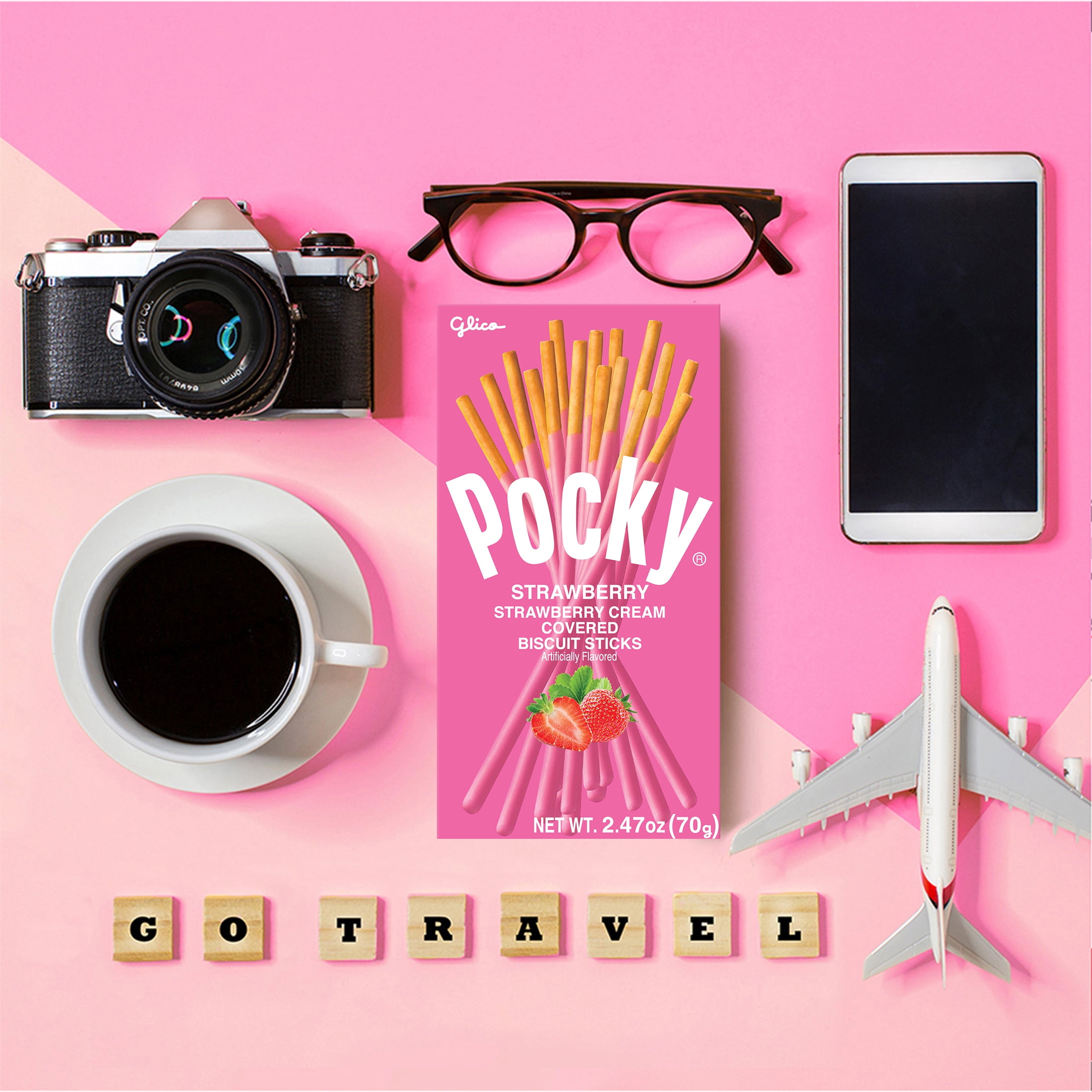 (5 pack) Glico Pocky Sticks, Strawberry Cream, 2.47 oz (70 g) Box