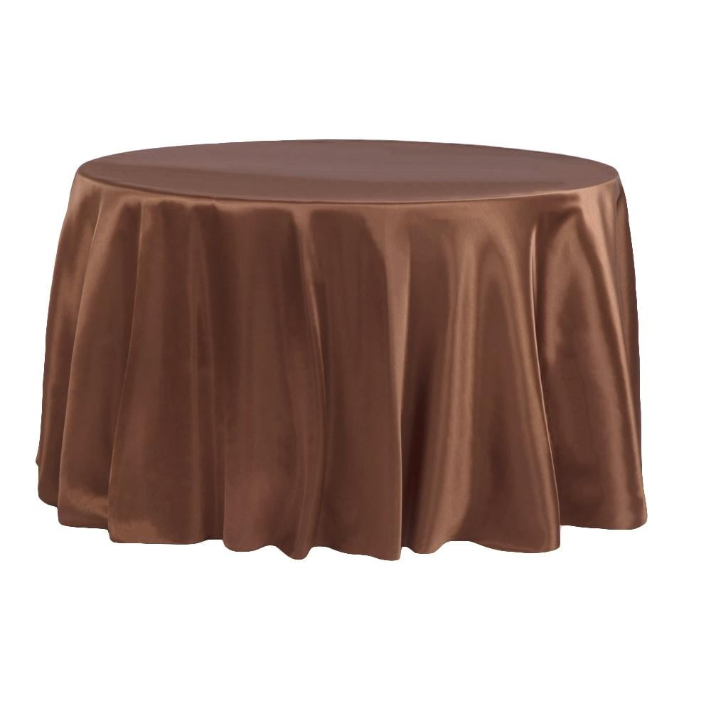1 Pc, Satin 120" Round Tablecloth Chocolate Brown(Machine Washable