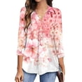 thumbnail image 2 of 2026 ! JINMGG Fall Long Sleeve Shirts for Women, Womens Summer Fall Tops 2026 Fashion Woman V Neck Three Quarter 3/4Sleeve T Shirt Autumn Printing Blouse Tops Sweatshirt, 2 of 6