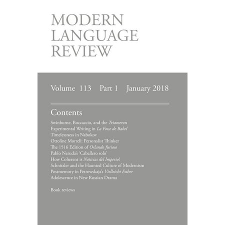 Modern Language Review 113 1 January 2018 Modern Language Review 113 1 January 2018
