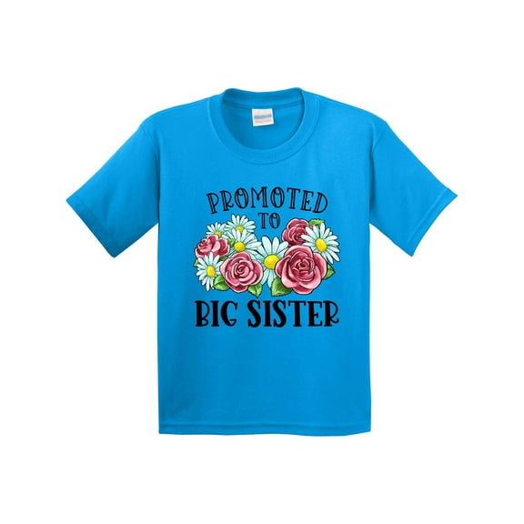 Inktastic Promoted to Big Sister with Flowers Youth T-Shirt