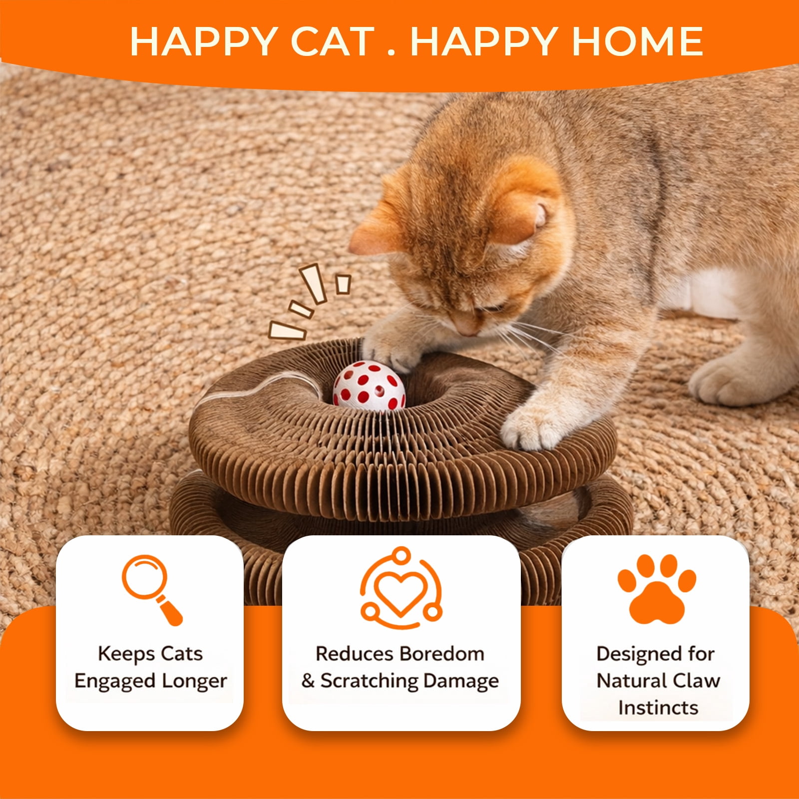 2 Pack Cat Toys Foldable Accordion Magic Organ Scratcher Board Ball Bell Track Interactive Features Multi Shape Deformable Design All Ages Indoor Play Furniture Protection Resting Bed For Cats