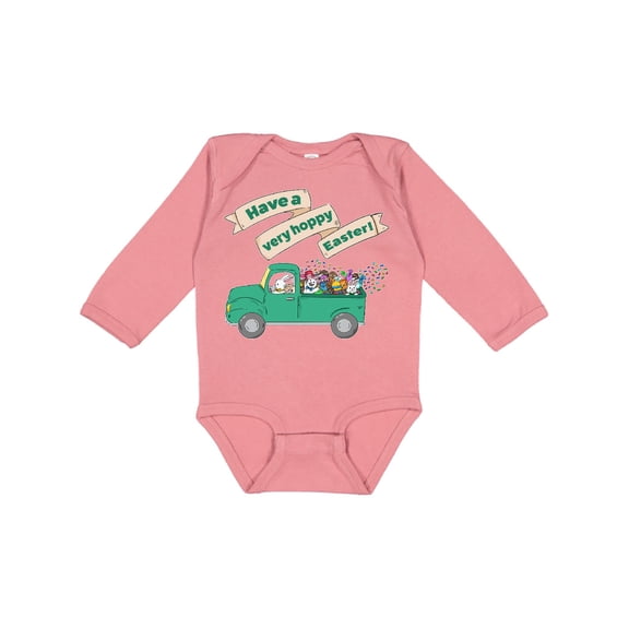 Inktastic Have a Very Hoppy Easter Green Bunny Truck Boys or Girls Long Sleeve Baby Bodysuit
