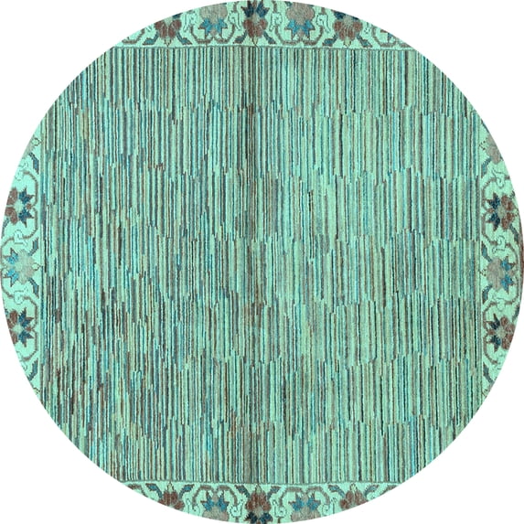 Ahgly Company Indoor Round Abstract Light Blue Modern Area Rugs, 3' Round