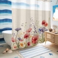 thumbnail image 5 of No Hook Shower Curtain, Spring Floral Shower Curtains for Bathroom with See Through Top Window, Colorful Summer Botanical Flowers Vintage Waterproof & Washable Bath Curtain Long 72"x78", 5 of 9