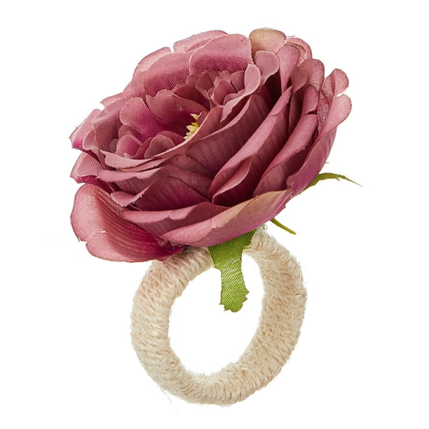 Zhuge Exquisito anillo de servilleta con forma de flor de rosa para boda, para el día de San Valentín, restaurante, hotel, 12 piezas (rosa oscuro)