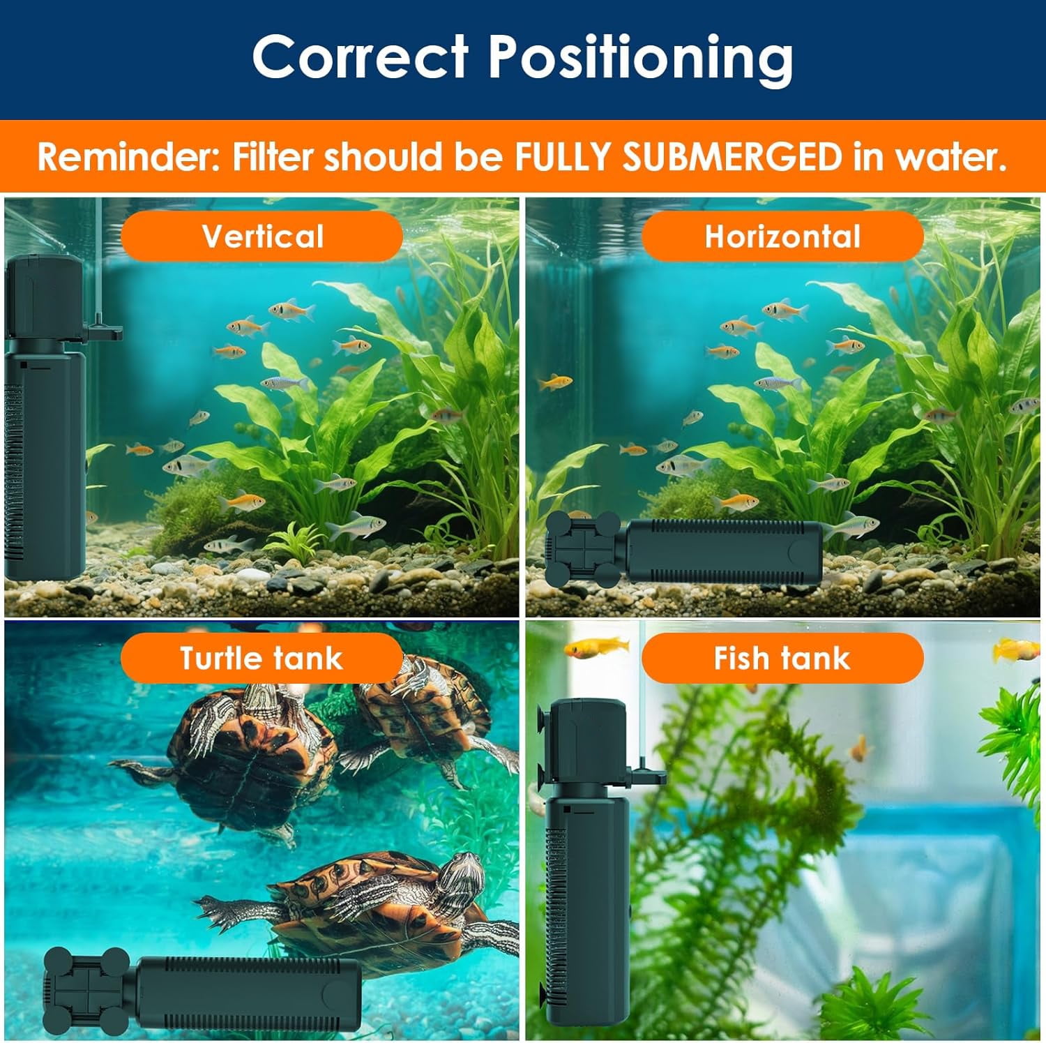 Tawatiler Aquarium Filter with U - V Light, 4 in 1 Fish Tank Filter with Timer for Green Water, Turtle Filter with Aeration & Rainfall Mode Green Water Cleaning Filter Pump for Aquarium 10-30 Gallon