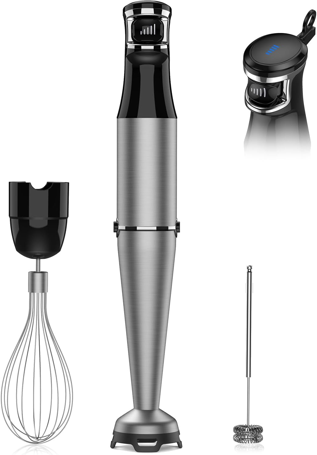1100W 5-in-1 Handheld Immersion Blender, Variable Speed Corded Stick Blender with Chopper Whisk and Frother