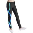 thumbnail image 2 of iiniim Girls' Stretch Legging Pants Kids Toddler Striped Print Long Trousers Size 6-16 Black&Blue 12, 2 of 7