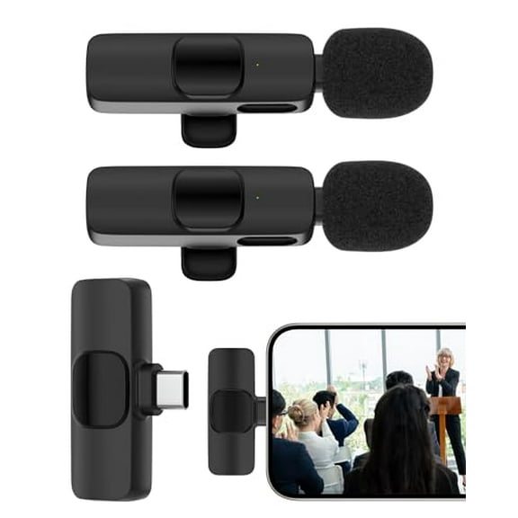 Wireless Lavalier Microphone Usb C,Lapel Bluetooth Mic for Apple iPhone 16e/15 Pro Max/ Plus,Lavalier Microfono Inalambrico Para Android Phone Collar Clip On Mic Mini Lav for Vedio Youtube iPhone 16