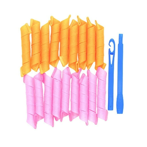 Guardurnaity 18Pcs Hair Curlers Heatless Spiral Curls DIY Kit Styling Cuidado del cabello rosa naranja