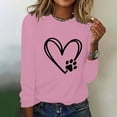 thumbnail image 2 of ibuvkizy Womens Sweatshirts Valentines Day Love Heart Printed Round Neck Pullover Long Sleeved Casual Womens Sweatshirts Pink,S, 2 of 4