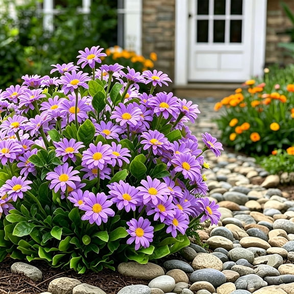 Uv Resistant Artificial Daisy Bouquet, Waterproof No Maintenance Lifelike Long Lasting Faux Floral Stem, Versatile Arrangement Supply for Porch Planter Indoor Outdoor Wedding Home Decor Use