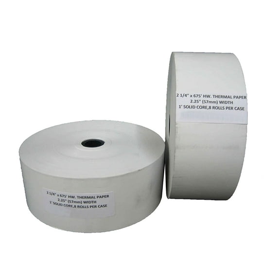 2 1/4" x 675' HEAVY WEIGHT THERMAL ATM RECEIPT PAPER 8 ROLLS / CASE