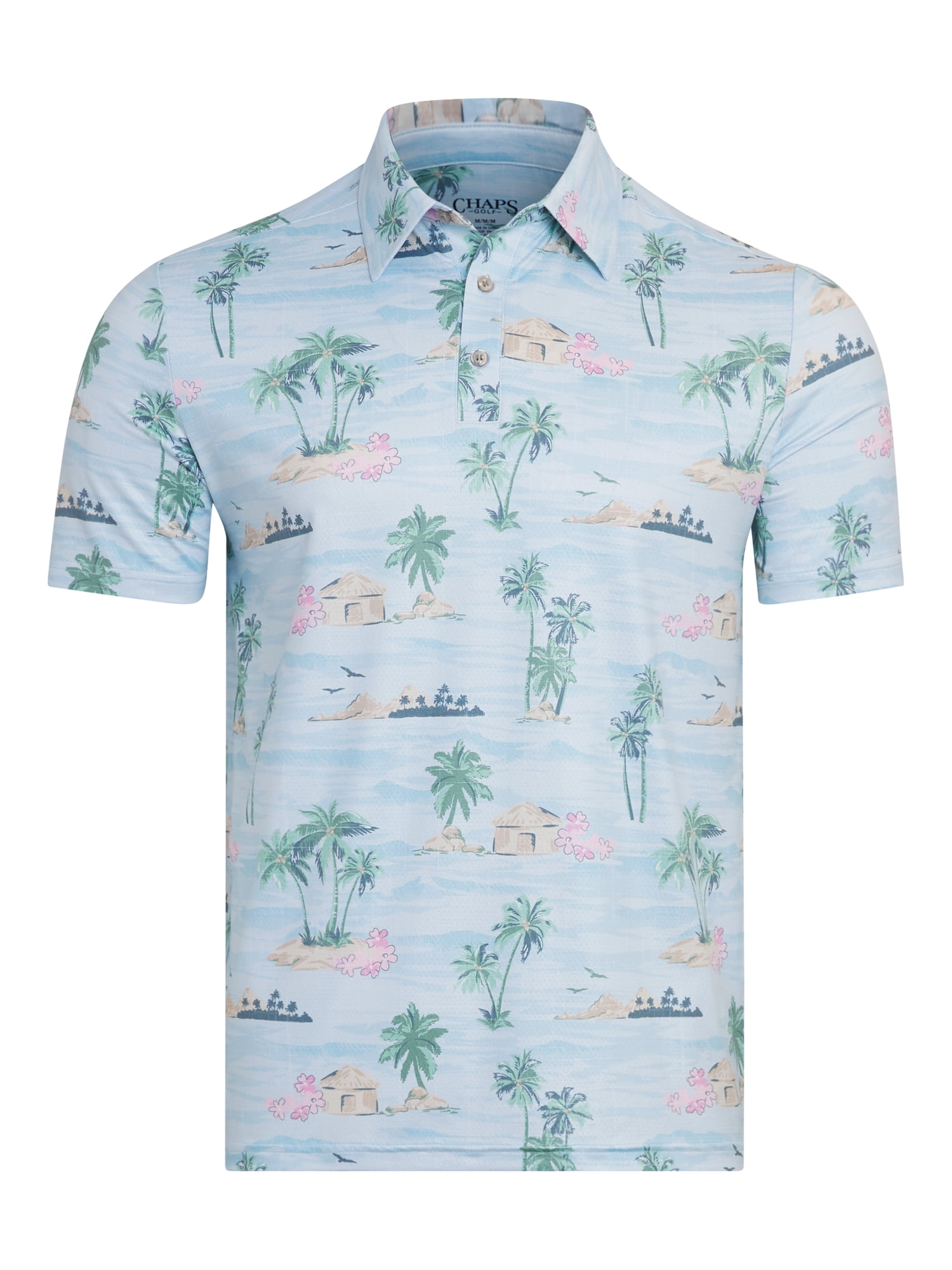 Chaps Golf Men's and Big Men's Classic Fit Short Sleeve Printed Mesh Polo Shirt