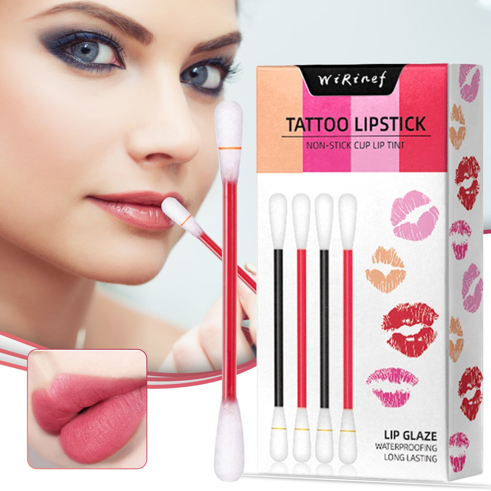 Lipstick Cotton Swab Long Lasting Waterproof Disposable Portable 3ML