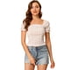thumbnail image 1 of Tops Cortos Florales Allegra K de Manga Corta con Parte Delantera Fruncida para Mujer Blanco L, 1 of 5