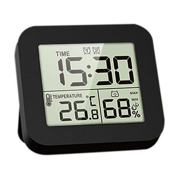 SGACAI Reloj de ducha digital con alarma, termómetro, higrómetro, pared, resistente al agua