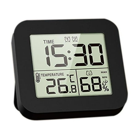 VOPPV Digital Shower Clock W/ Alarm Thermometer Hygrometer Clock Waterproof Wall D3L8