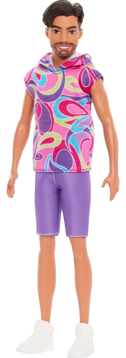 Barbie Fashionistas Ken Doll #227, Brunette Fashion Doll with Totally Hair-Inspired Look, 65th Anniversary