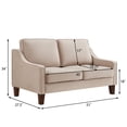 thumbnail image 3 of 2-Seater Velvet Loveseat Sofa with Spring Cushions and Solid Rubber Wood Legs, Taupe, 3 of 10