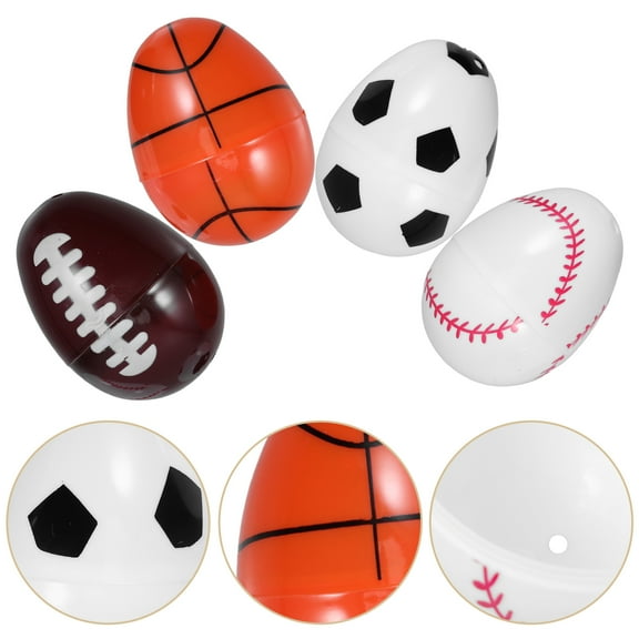 Masteelf 12pcs Sports-Themed Easter Eggs Soccer Basketball Volleyball Shaped Fillable Eggs Mini Empty Plastic Eggs for Easter Egg Hunt Party Favors Basket Fillers