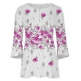 thumbnail image 4 of Ayolanni Women 3/4 Sleeve Graphic Tunic Tops Trendy 2023 Summer Casual v Neck Empire Waist t-Shirt Blouse, 4 of 5