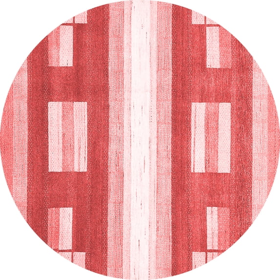 Ahgly Company Machine Washable Indoor Round Abstract Red Modern Area Rugs, 6' Round