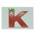 thumbnail image 1 of Letter K Cutting Board, Fresh Food Strawberry Style Capital K Seasonal Refreshment Design, Decorative Tempered Glass Cutting and Serving Board, Small Size, Vermilion Green Orange, by Ambesonne, 1 of 1