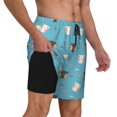 thumbnail image 2 of Kdxio Cat Fish Print Mens Swim Shorts with Mesh Lining, Breathable and Quick-Drying, Adjustable Waist, Privacy Pocket-Small, 2 of 6