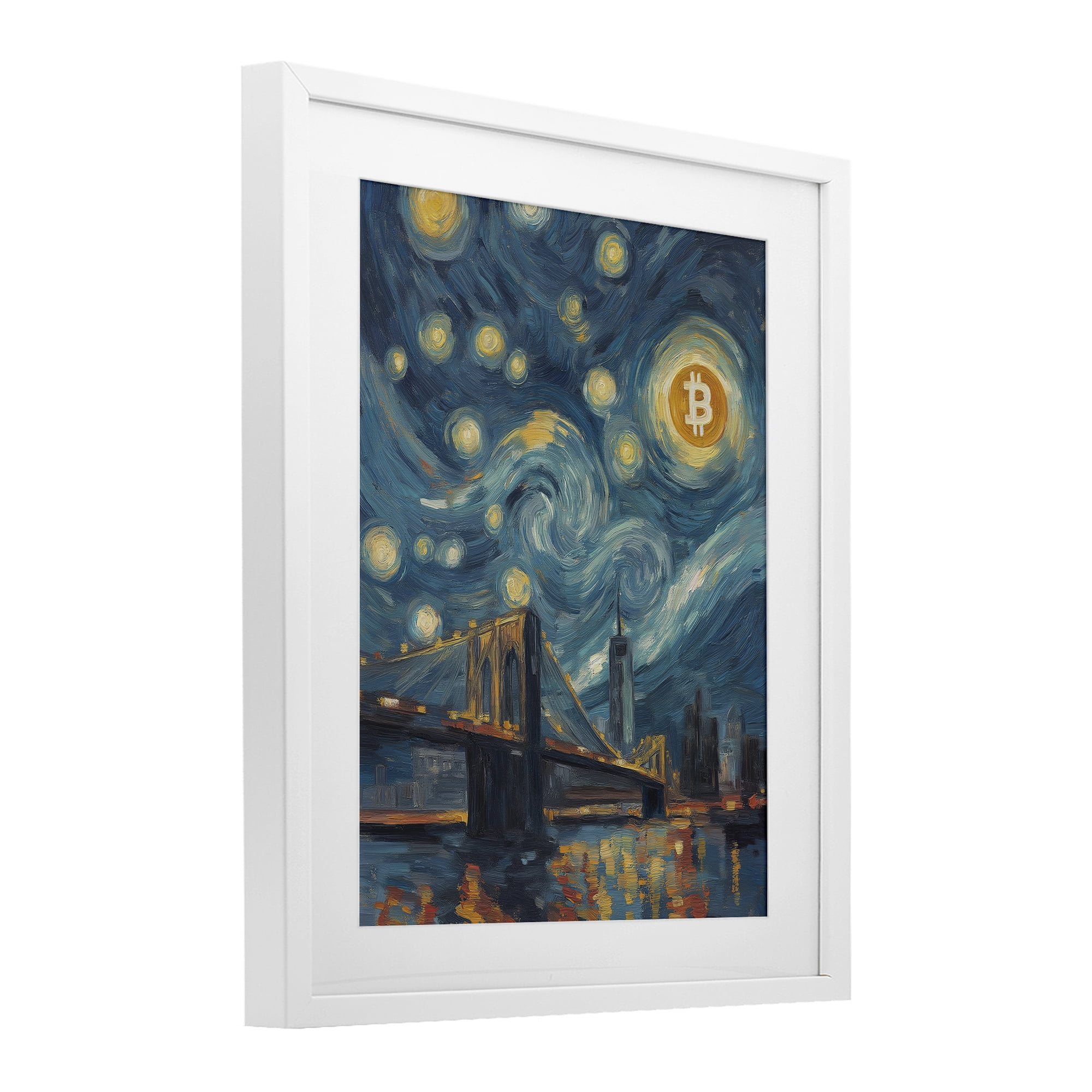 Stupell Industries Iconic Blockchain Moonlight White Framed Print Under Glass, design by Svetlana Aleynikova