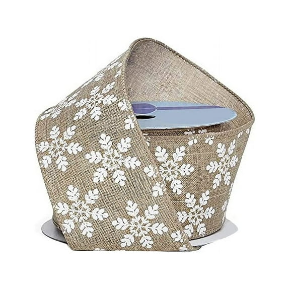 White Snowflakes Wired Christmas Ribbon - 2 1/2" x 10 Yards, Gift Wrapping, Wreath Decor, Bow