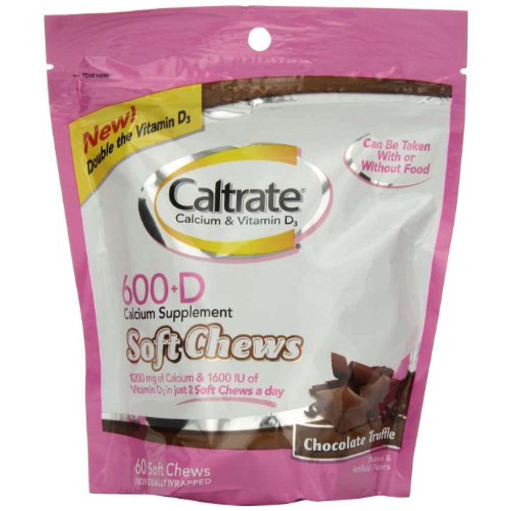 Caltrate Calcium Vitamin D Soft Chews Chocolate Truffle 60 Each