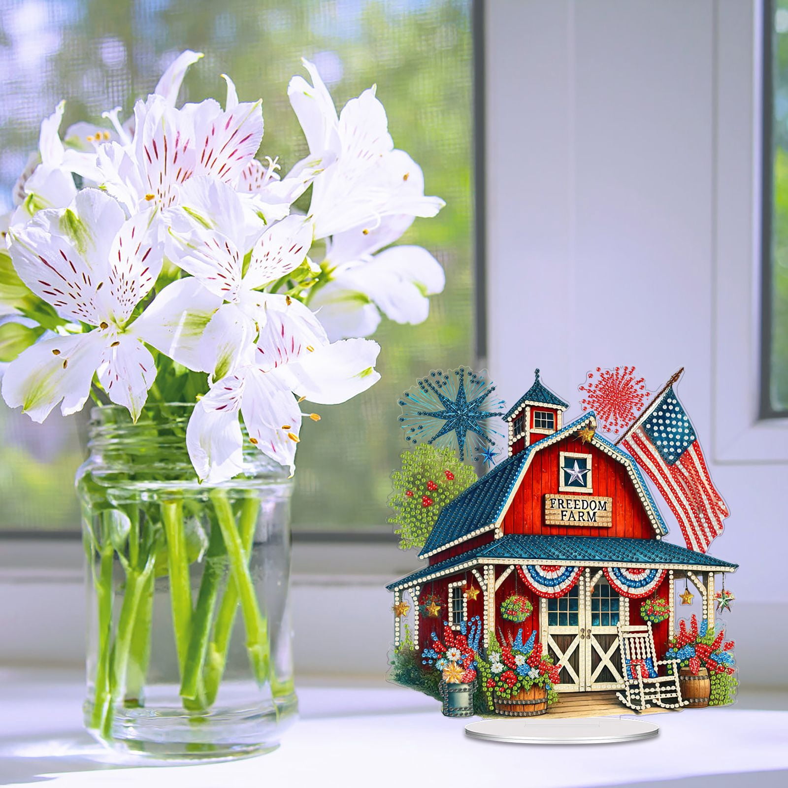 FLOPESN 2PCS DIY Diamond Art Painting American Independence Day Creative，9.84*9.84in Animal Design,Add Festive Atmosphere Home Desktop Decorations