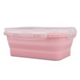 thumbnail image 4 of Silicone Lunch Box, Collapsible Food Storage Container Lightweight Environmental Friendly Microwave Safe  For Classrooms 500ml Pink, 4 of 8