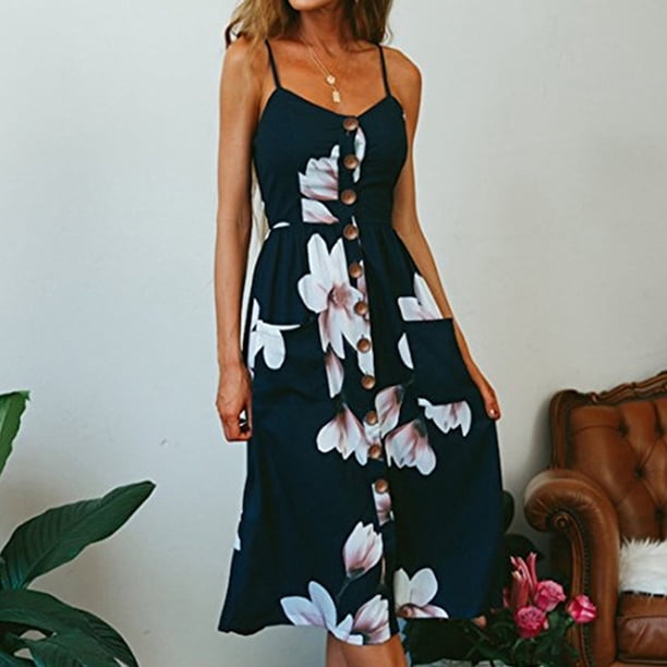 Vestido maxi con tirantes para mujer Vestido ajustado con estampado floral de un solo pecho Traje diario FLhrweasw Nuevo