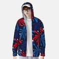 thumbnail image 2 of Fotbe Red White Blue Fireworks Chaqueta con Protección Solar UPF 50+ para Hombre y Mujer, Camisa con Capucha y Bolsillos-XX-Large, 2 of 7
