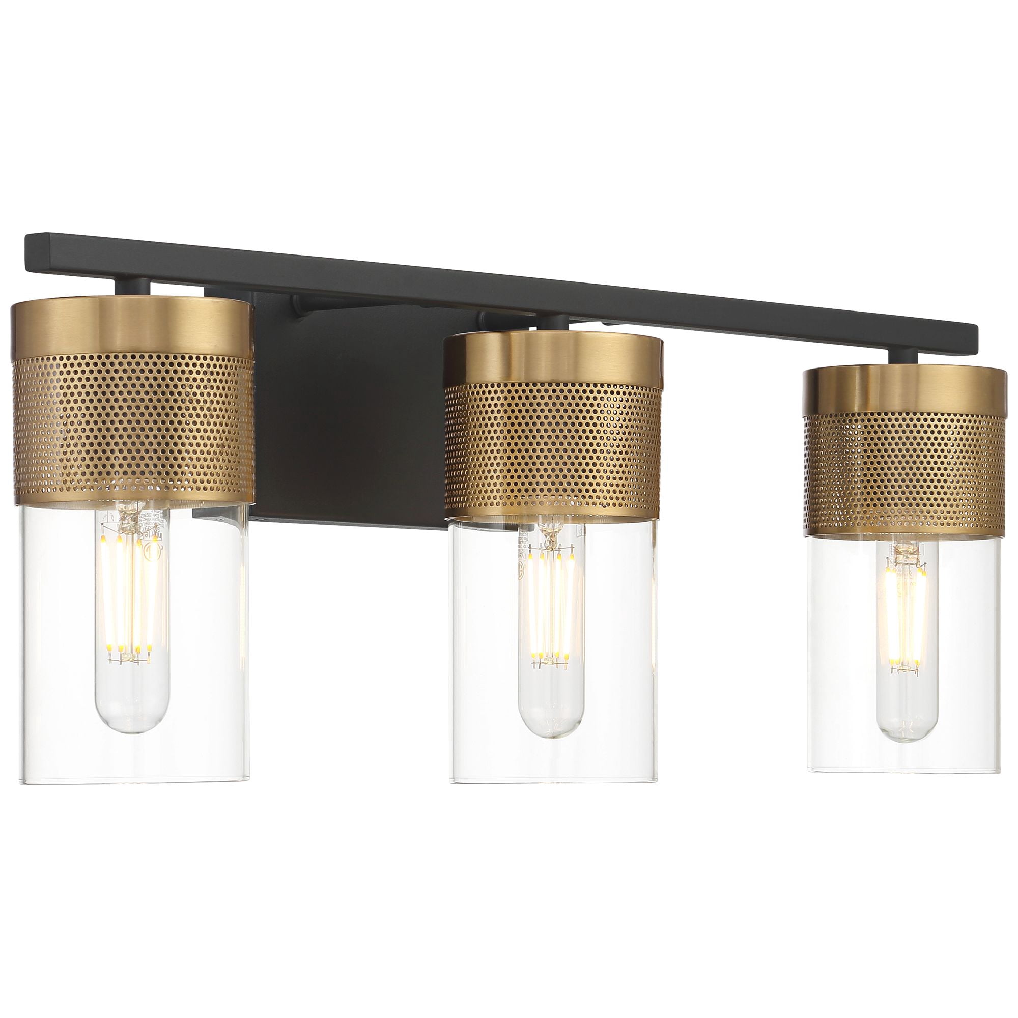 Possini Euro Design Berlin 23 1/2" High Modern 3 Light Bathroom Vanity Wall Lamp Light Fixture Mount Hardwired Black and Gold