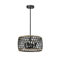Warehouse of Tiffany Agustin Matte Black 4-Light Metal Geometric Drum Shade Chandelier