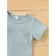 thumbnail image 5 of Franhais Newborn Infant Outfits Sets, Ribbed Knit Short Sleeve T-shirt + Short Pant Clothes Set, 5 of 9