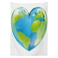 thumbnail image 3 of Ambesonne Earth Tablecloth Rectangular Table Cover, Vibrant Globe Heart Shape, 60"x90", Pale Blue Lime Green, 3 of 4
